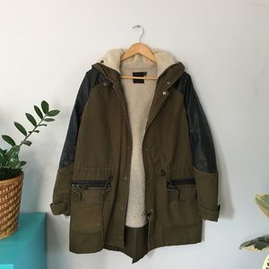 ASOS Military-Inspired Parka with Faux Leather